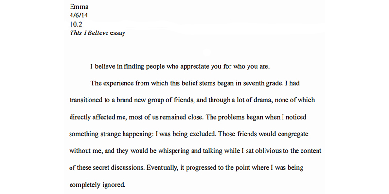 this i believe essay assignment