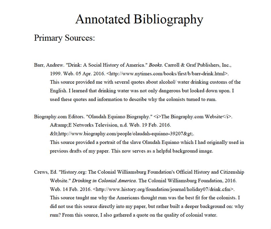 history essay bibliography